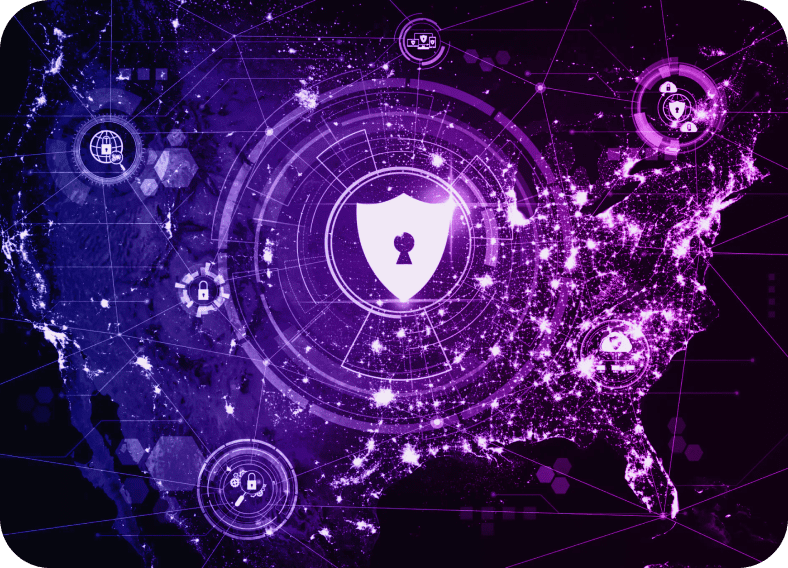 Digital security concept over U.S. map.