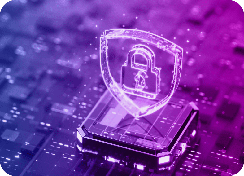 Digital lock hologram on circuit board.
