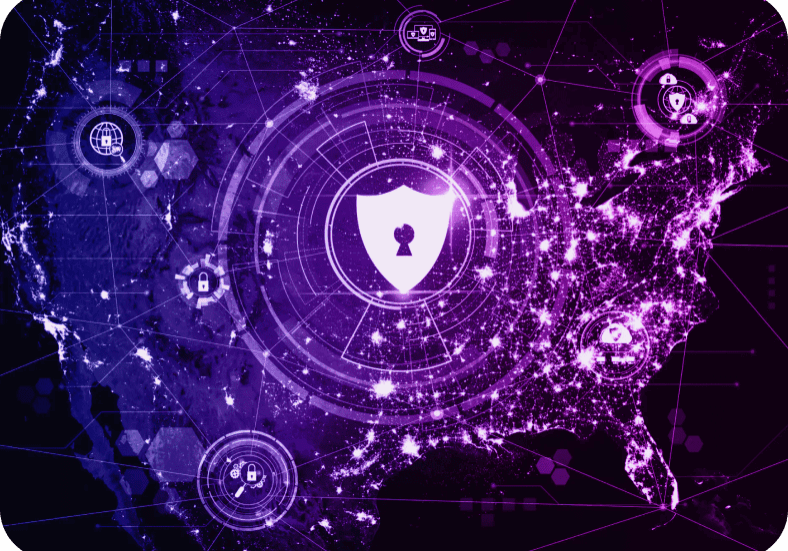 Digital security concept over U.S. map.